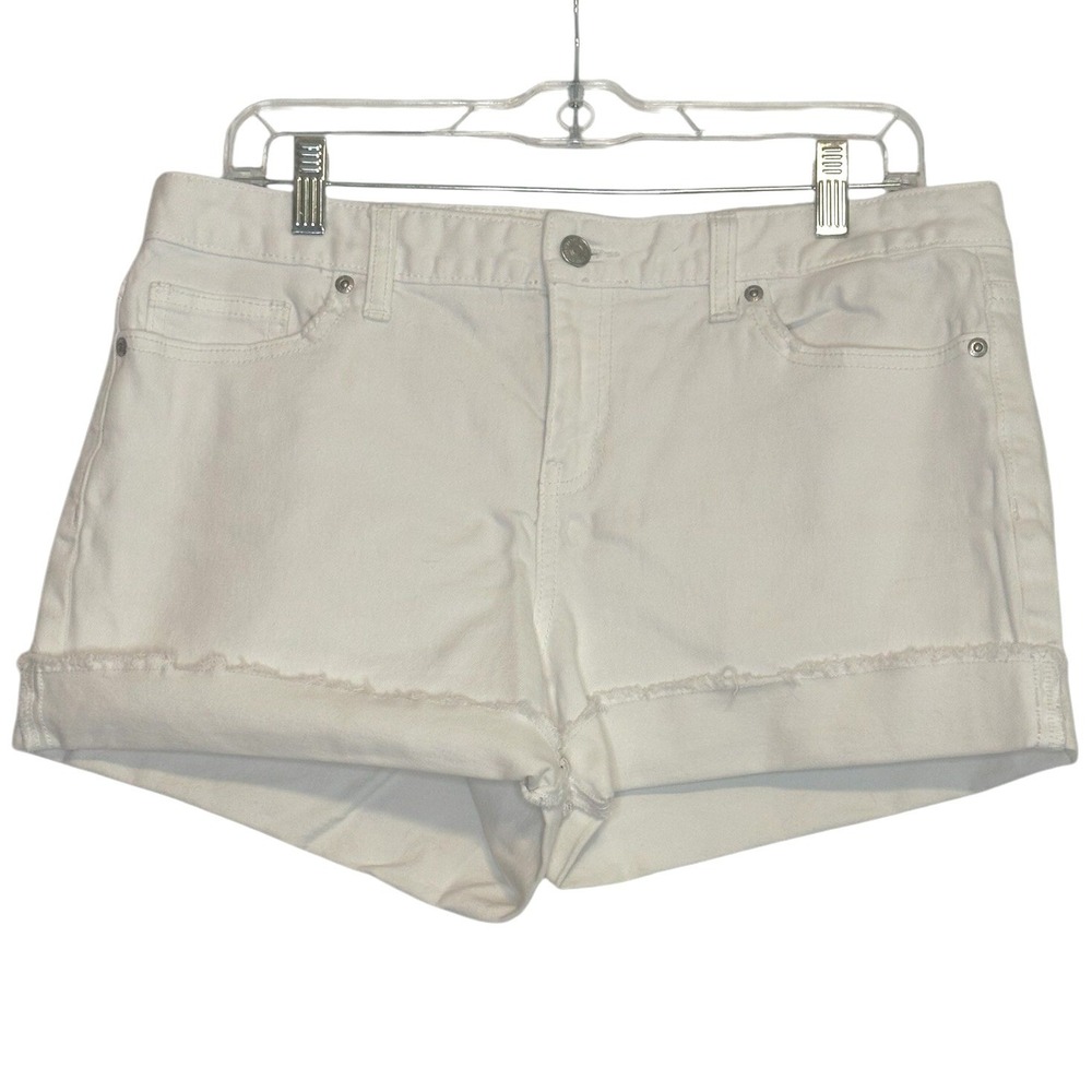 Tommy Hilfiger Denim Shorts Womens White Raw Hem Coastal Clean Girl Americana 10